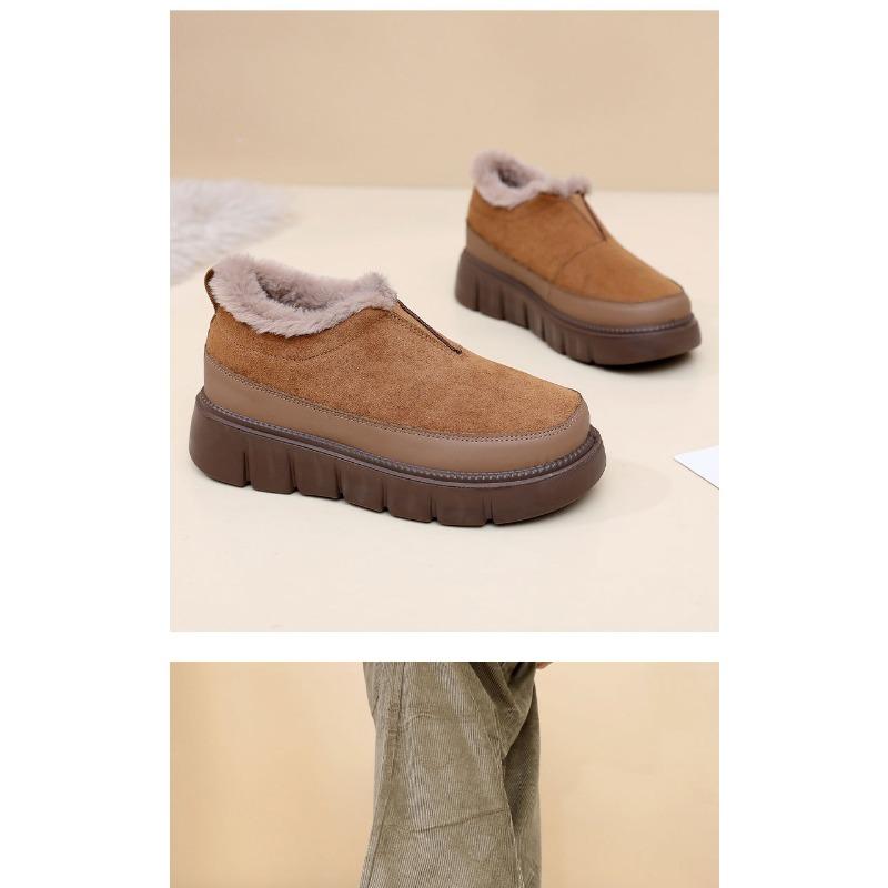 Женские замшевые зимние сапоги для снега, слипоны, теплые ботильоны на щиколотке с подкладкой из искусственного меха, водостойкая повседневная удобная обувь, нескользящая подошва