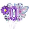 Purple And Pink Butterfly Balloon Set, Chrysanthemum Aluminum Film Confetti Balloon, Baby Rain Party Arrangement