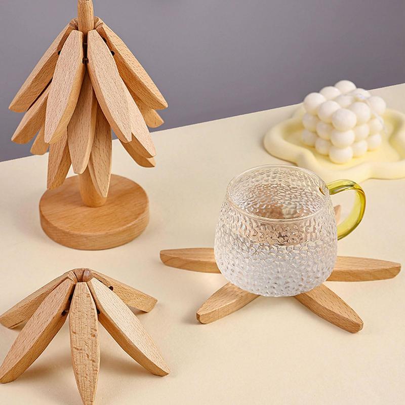 Wood Tree Shape Placemats Bar Home Decor Non-slip Coaster Set Wood Placemats Table Mat Round Cup Pad