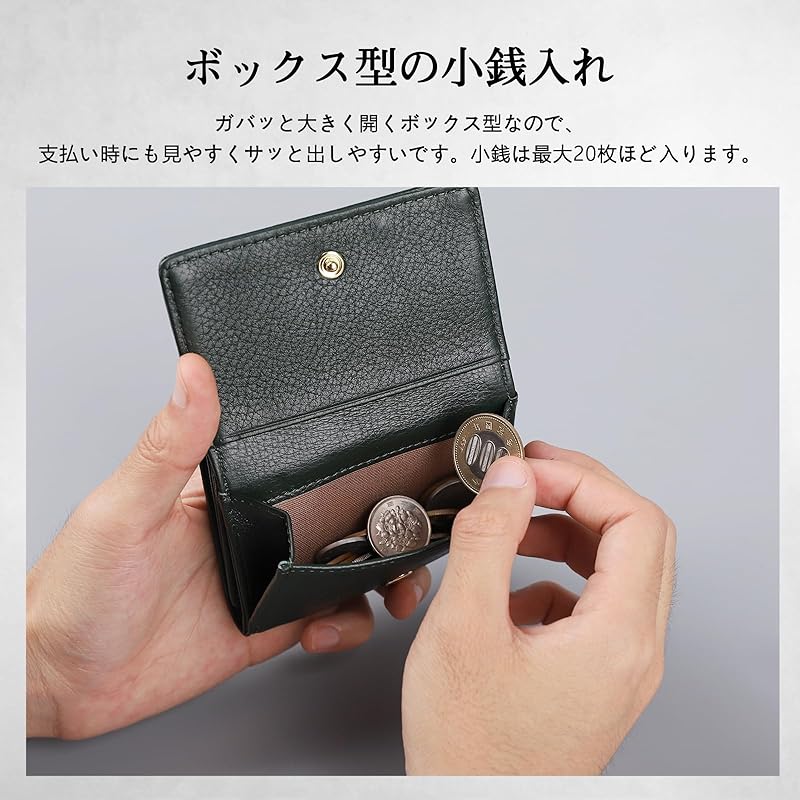 [imeetu] Mini Wallet Trifold Wallet Ladies Men's Lightweight Genuine Leather Thin Travel Wallet Compact Card Case Coin Purse Multiple Storage