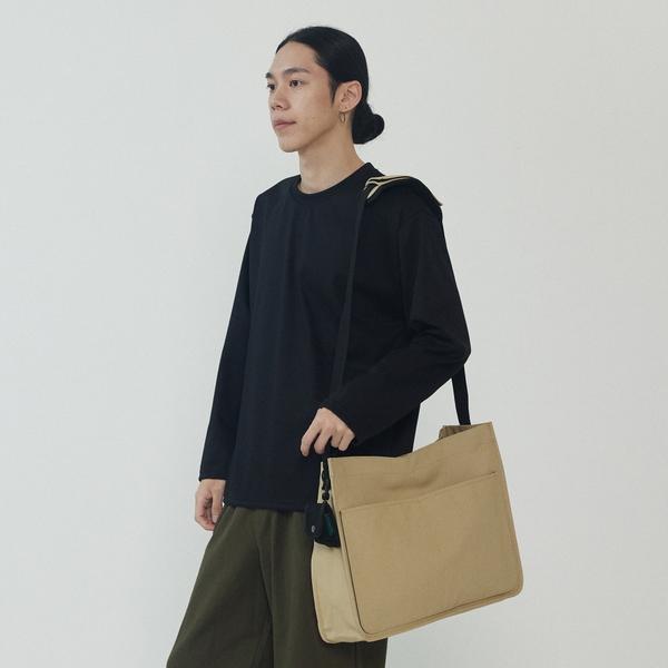 Standard Two Pocket Wide Cross Bag (Beige), AM23B0503-7000021182