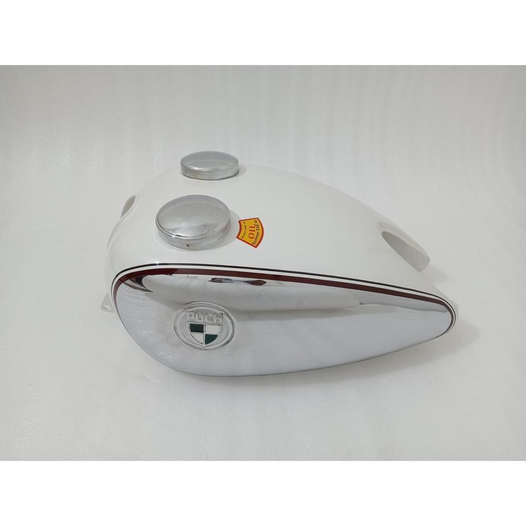 PUCH 250 TF 1952 250Cc White & Chrome Steel Petrol Fuel Tank With Cap |Fit For