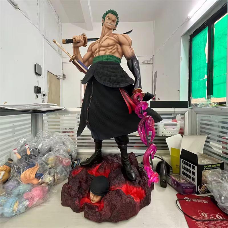 New 73CM One Piece GK Platform Large Knife Carrying Double-Headed Carving Scene Statue Box Handheld Model Toy for Collectors