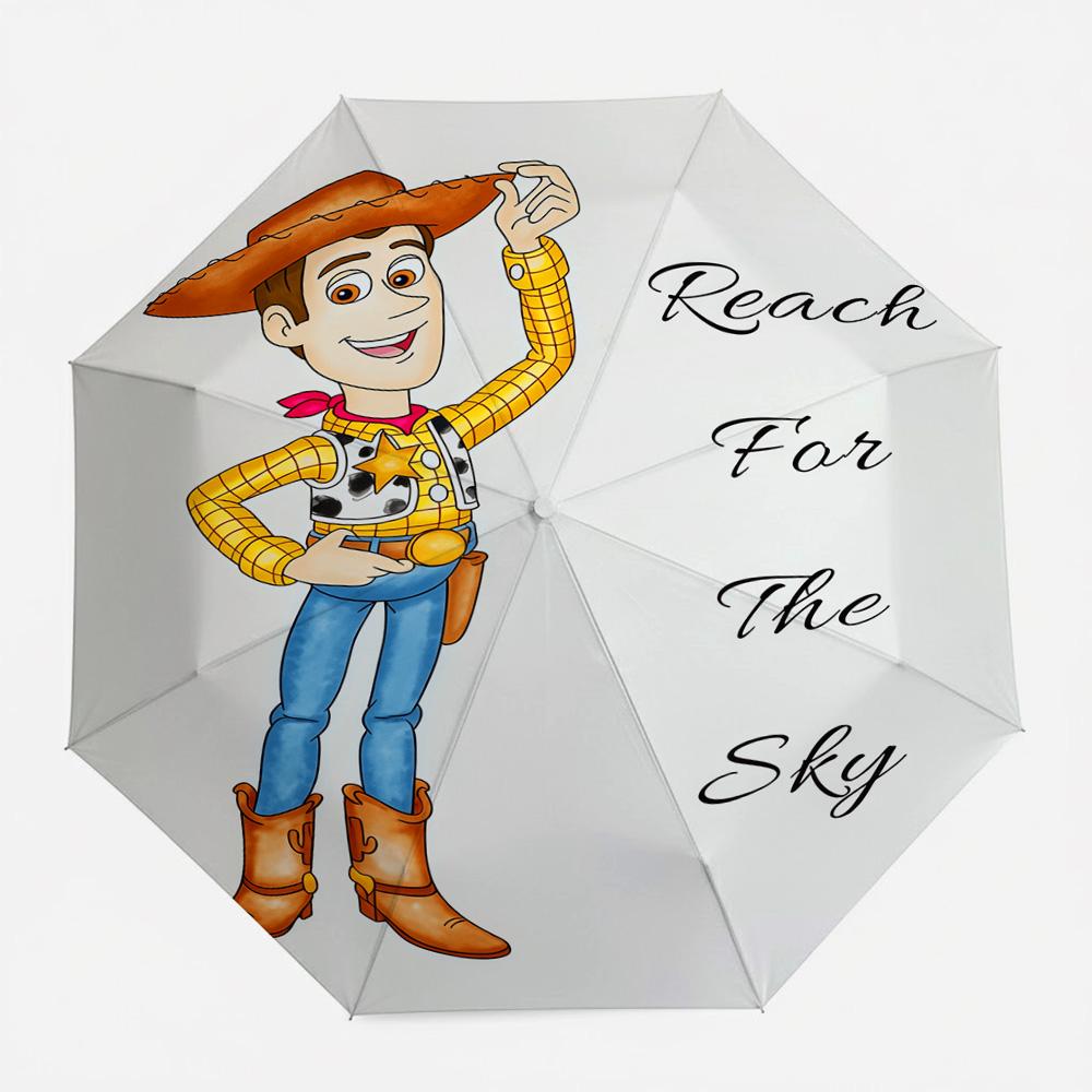 Disney Mickey Mouse Watercolor Print Automatic Folding Umbrella, Portable Windproof Travel Umbrella for Kids and Adults, Cute Ca