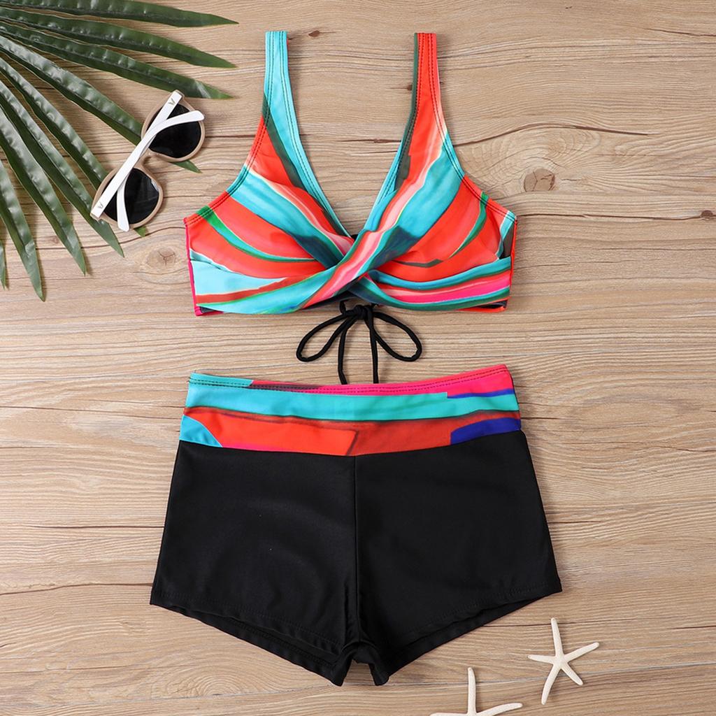 Women's Split Fashion Sexy Bikini Print With Breast Pad Without Steel Bracket Swimsuit