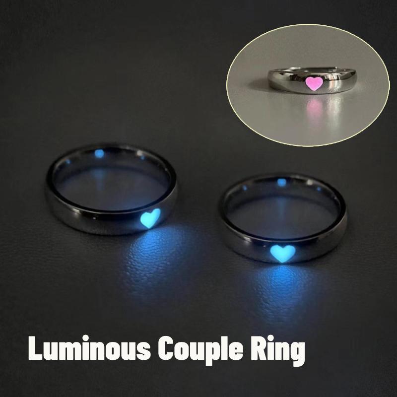 Модное металлическое светящееся кольцо на палец Love для женщин и мужчин, светящееся в темноте сердце, обручальные кольца для пар, ювелирные изделия, подарочные аксессуары