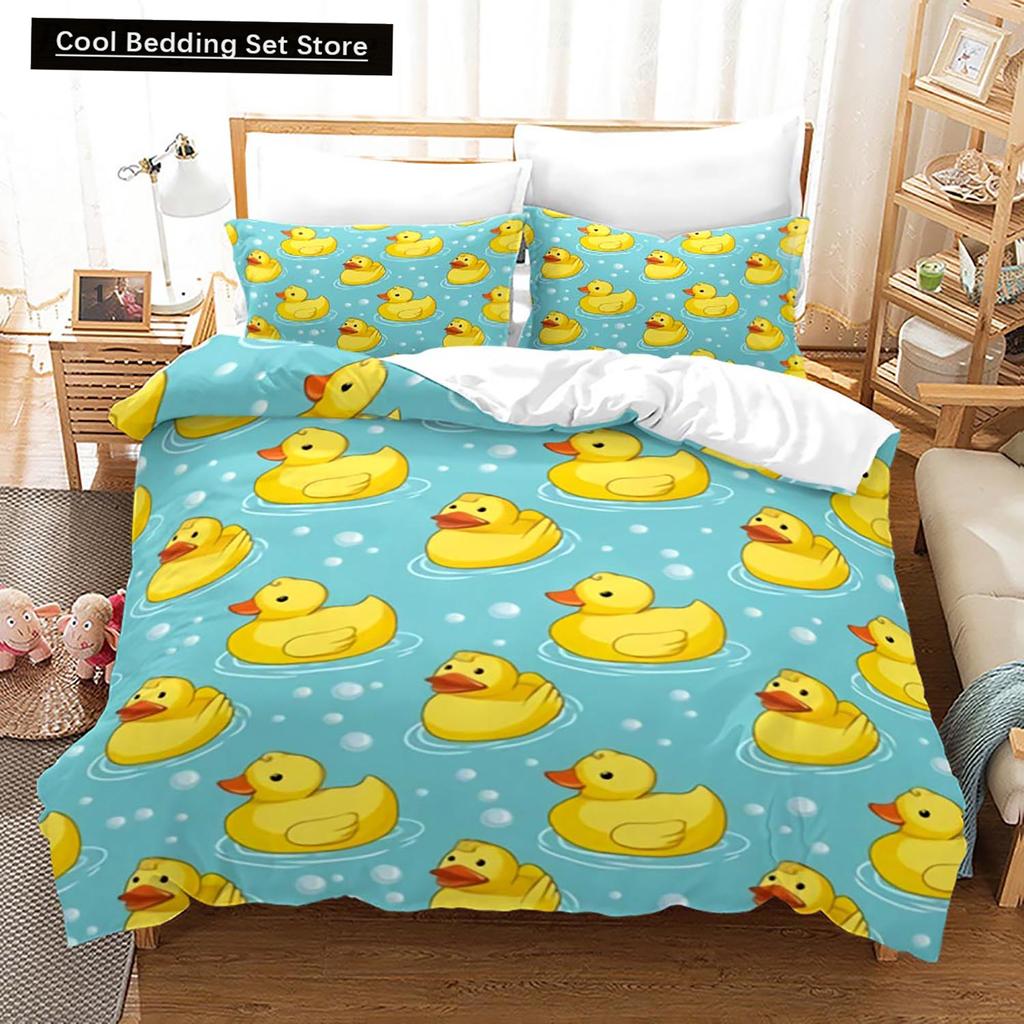 Yellow Duck Bedding Set Single Twin Full Queen King Size Little Duck Bed Set Aldult Kid Bedroom Duvetcover Sets 3D Print 015