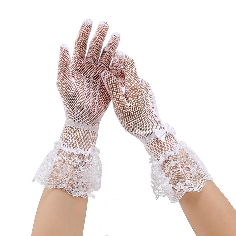 Сетчатые перчатки невесты Эластичные перчатки для сценических выступлений Новые варежки Женские