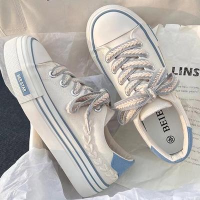 Мода 2024 года, новые весенние туфли на платформе из вулканизированной кожи, модные женские парусиновые туфли, повседневные кроссовки на плоской подошве, женские удобные кроссовки Zapatos Mujer