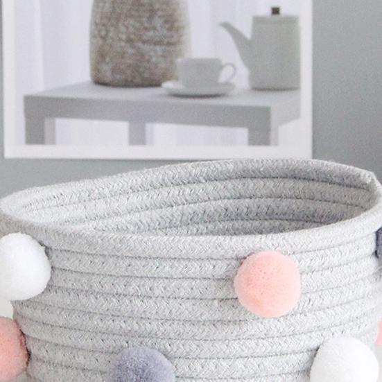 Корзина для хранения из хлопковой веревки. Изысканная яркая корзина-органайзер с тонкой текстурой, приятная для кожи, для дома.