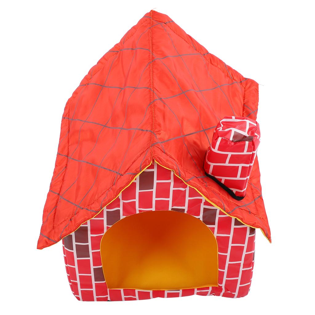 Pet House Foldable Bed Red Brick Chimney Cat Puppy Bed Tent Pet Removable Washable HouseRed