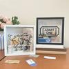 Travel Adventure Archive Shadow Box Square Ticket Stub Stamp Letter Photo Keepsake Storage Box with Slot Home Office Desktop Decoration