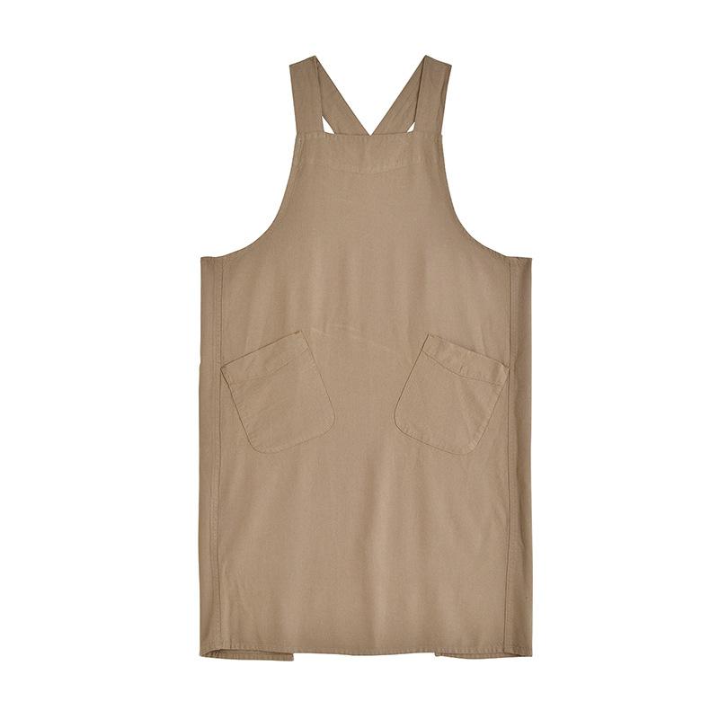 Хлопковый льняной кухонный фартук с карманами для повара, садоводства, работы с крестообразной спиной, для женщин и мужчин, с большим передником, для выпечки, кулинарии