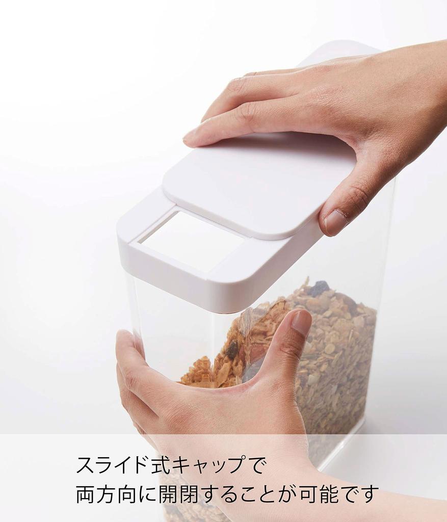 Yamazaki Хранение сухих продуктов x x Tower Раздвижное хранилище для хлопьев 4952 Контейнер, Белый, Прибл.. Ш18.7 Г8.5 В24.5см, Стиль, Застежка, Контейнер,