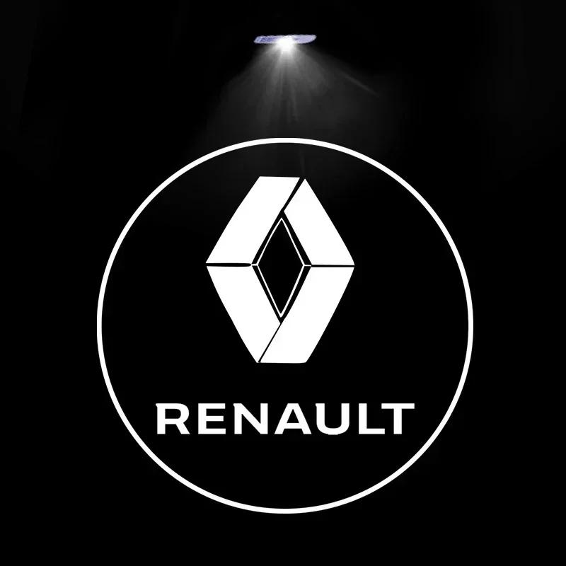 For Renault 2026 New Hub Caps 2Pcs LED Car Door Logo Laser Light Emblem Project Ghost Shadow Welcome Lamp For Renault 3 Koleos M
