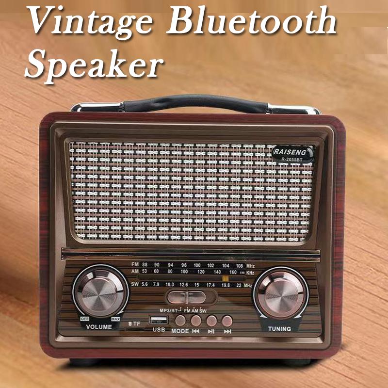 Vintage Design Wireless Bluetooth Speaker Radio Receiver Rechargeable FM/AM/SW USB/SD/TF HIFI Sterero Mp3 Player