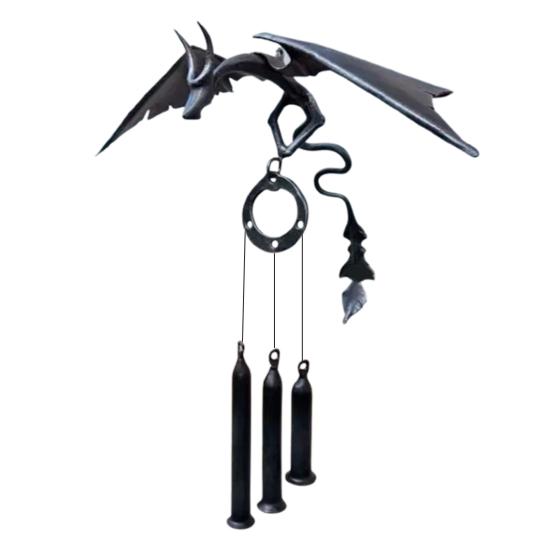 Металлический колокольчик с изображением летящего дракона с 3 трубками, натуральная успокаивающая мелодия для сада, патио, уличного винтажного подвесного колокольчика с драконом, украшение
