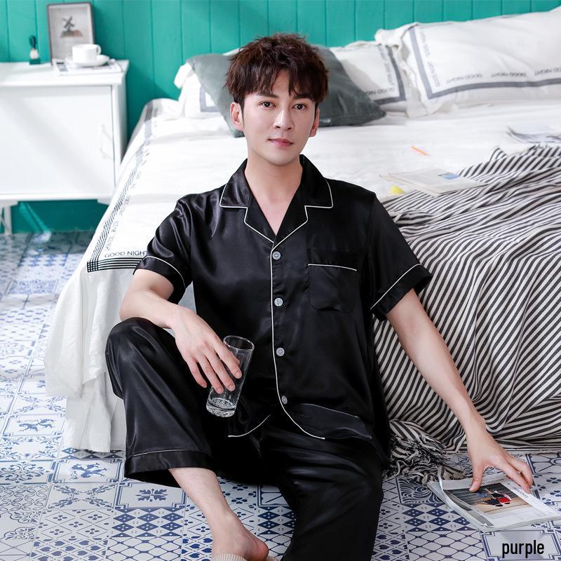 Хань Ятун Шелковый Комплект Пижам для Пары: Осенний кардиган с длинным рукавом для дома