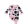 Infant Girls Ruffled Long Sleeve Romper Spring Autumn Cow Print Baby One piece Crawling Jumpsuit Fashion Comfortable Infant Bodysuit
