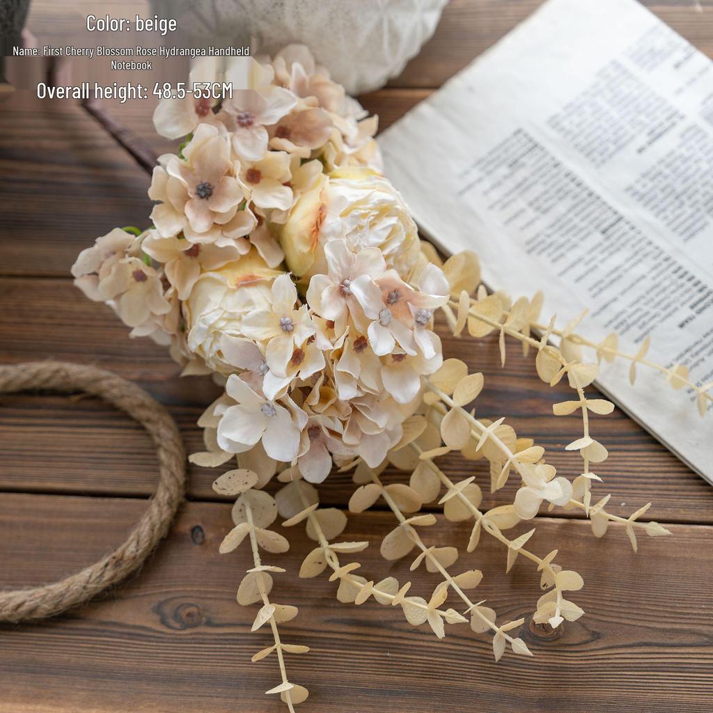 Cherry Rose Hydrangea Handheld Album: Artificial Floral Arrangement for Weddings and Decorations