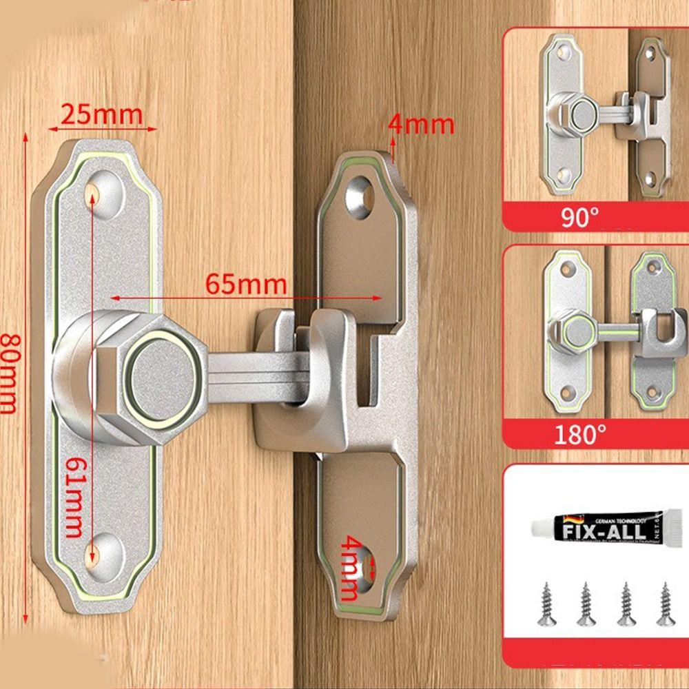 Anti-theft Luminous  Door Buckle 90 180 Degree Door Hasps Protable Door   Catch Bolt  Bathroom