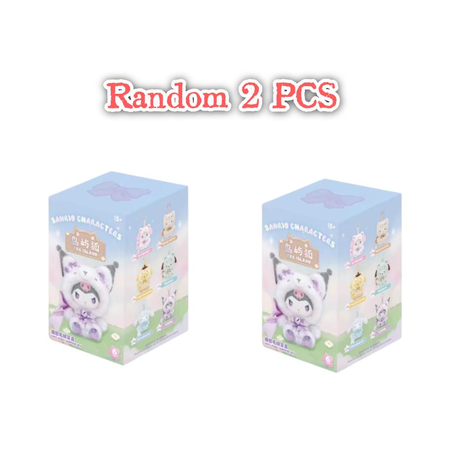 New Sanrio Characters Fox I Sland Blind Box Cinnamoroll Plush Pendants Surprise Box My Melody Blind Boxtoy Gift