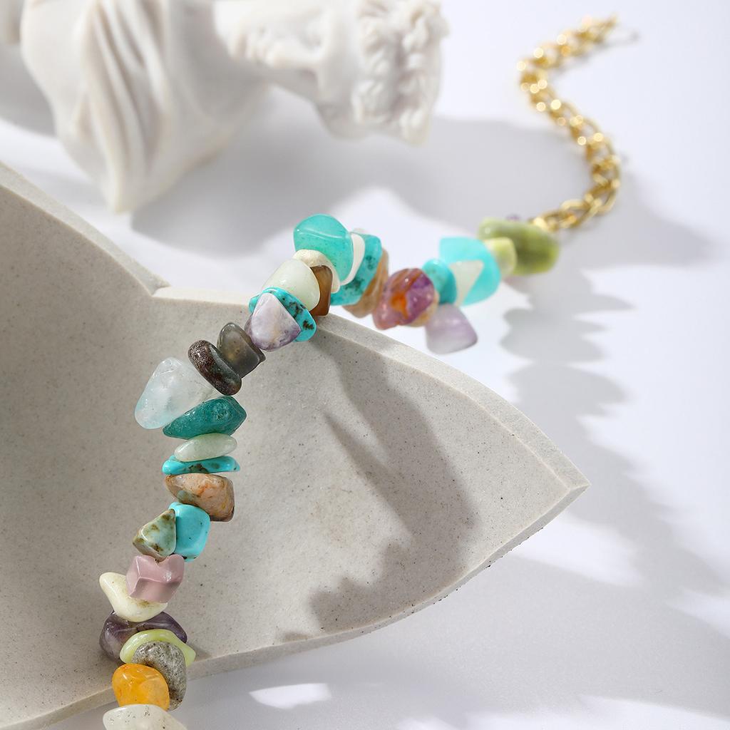 Простота Очаровательные Ювелирные Изделия Подарочные Аксессуары Цепочка Натуральный Гравий Бусины Браслет Браслеты Унисекс Кристалл Богемия