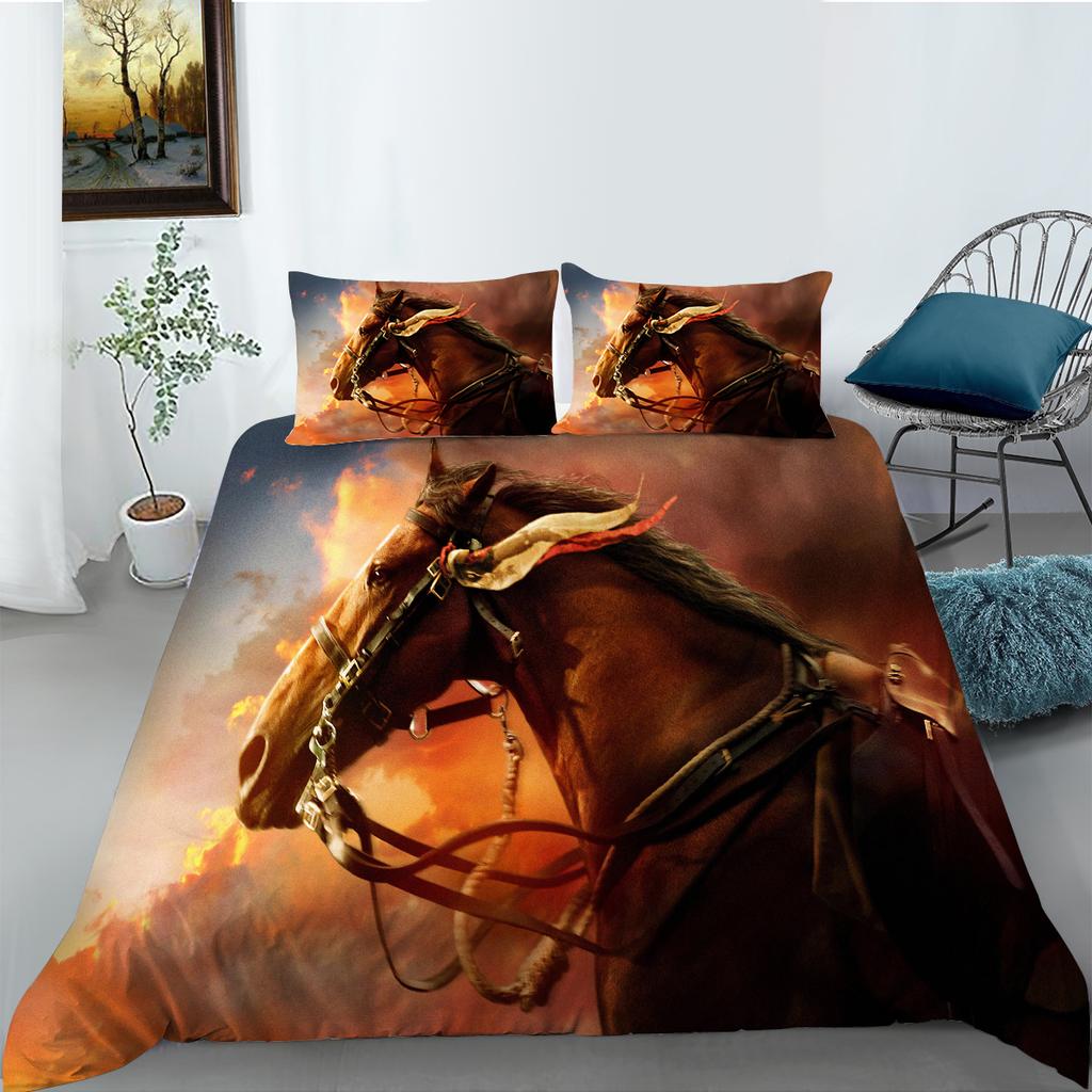 Комплект постельного белья для дома с 3D животным узором, пододеяльник для лошади или овцы, комплект постельного белья для комнаты для мальчиков, DE135 * 200, полноразмерная односпальная/двуспальная кровать, мягкое украшение для дома