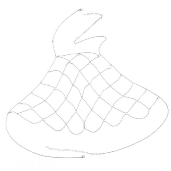 Body Chain Geometric Sexy Hollow Out Crossover Electroplating Dress Up Vacation Gift Women Mesh Bikini Bra Chain Harness Necklace Jewelry Beach Wear