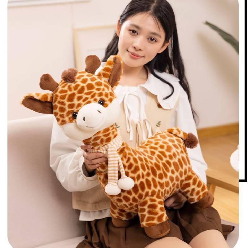 Cute Giraffe Plush Doll High Quality Short Plush Stuffed Animal Scarf Toy For Children
