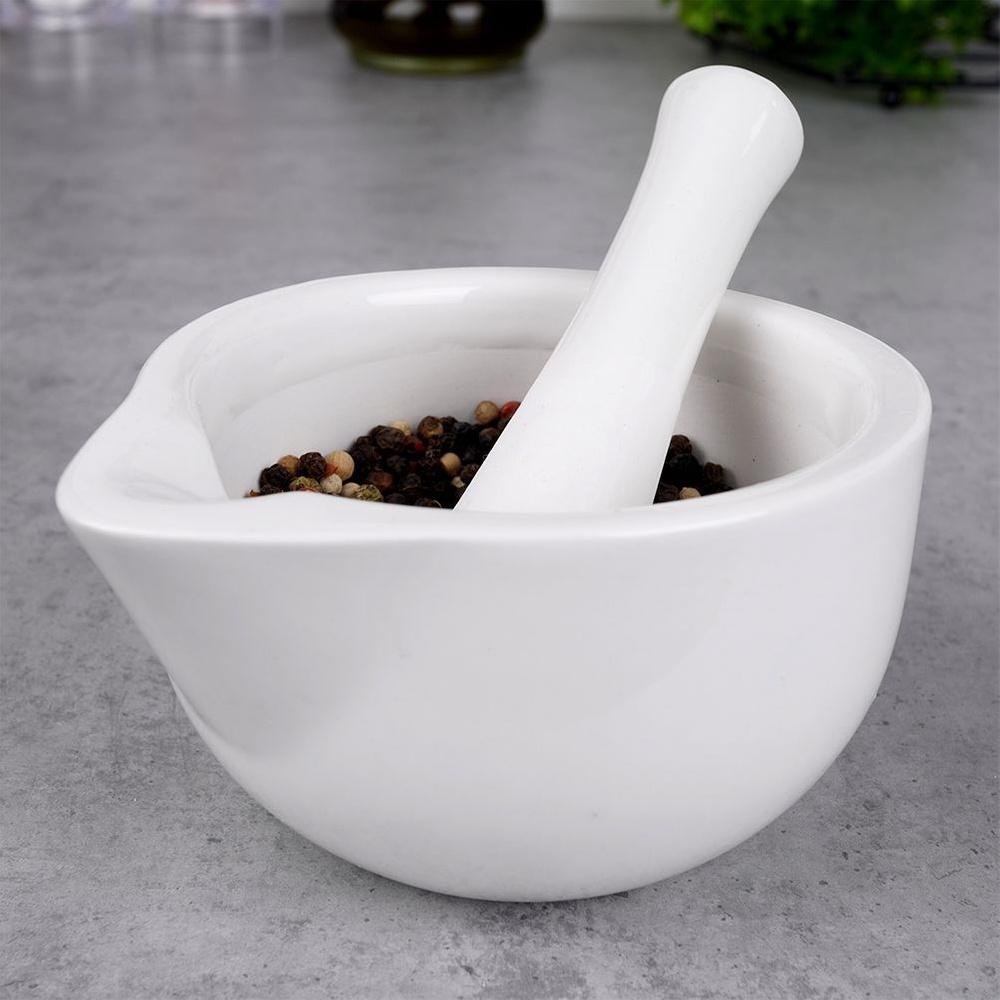 White porcelain spice mortar