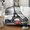Eiffel Tower Retro Style Flannel Plush Throw Blanket Creative Soft Warm Lightweight Home Sofa Bed Decor Office Travel Gifts