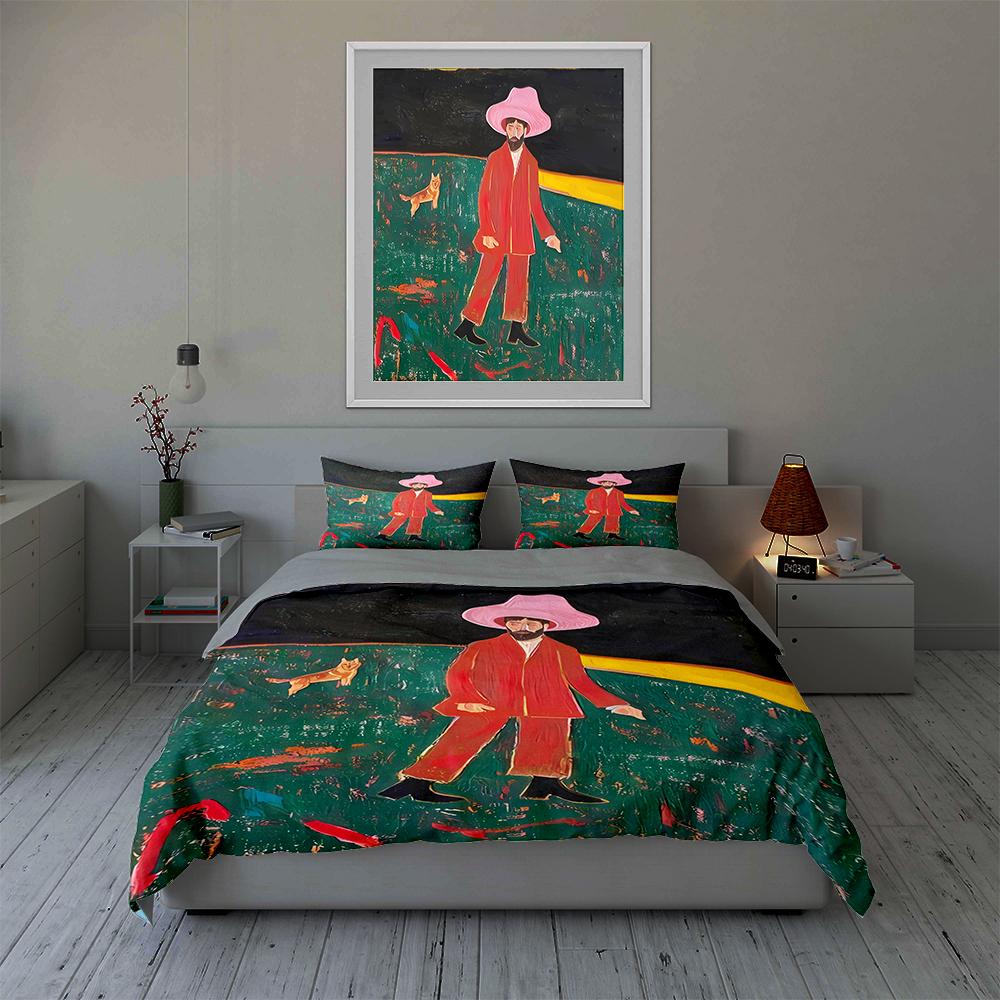 Man wearing hat. Bedding Duvet cover sets Duvet covers Pillowcases gifts (1 * Duvet Cover 2 * Pillowcases, without duvet insert)