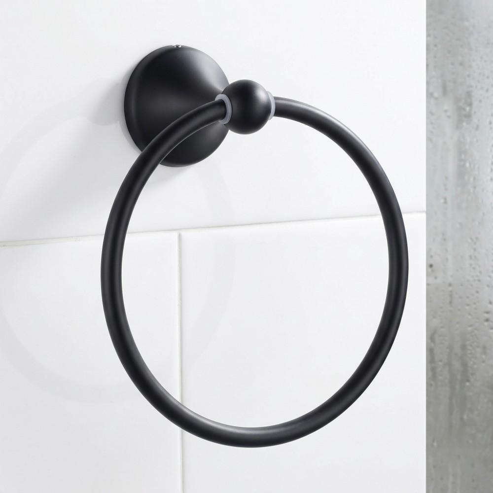 Black Towel Ring Stainless Steel Towel Rack Hand Towel Holder Bathroom Kitchen Washroom