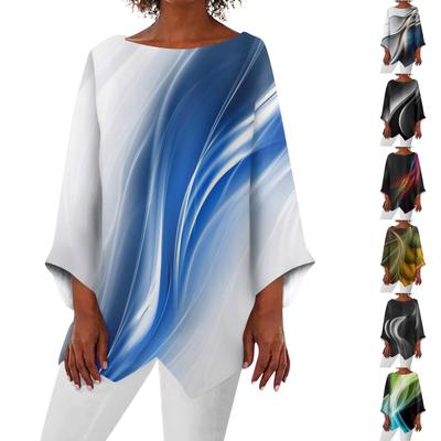 Женская модная футболка в стиле ретро с круглым вырезом и рукавом девять четвертей, нерегулярный подол, топ