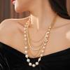 Flower Multi-layer Pendant Necklace, Light Luxury, Niche Collarbone Chain, Retro Palace Style Accessory, Women's High-end Feeling