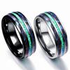 Luxury Men Women 8mm Stainless Steel Ring Inlay Abalone Shell Imitation Opal Wedding Band for Couples Jewelry Gifts