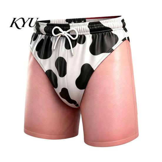 Breathable Lightweight Summer Shorts Men Hairy Butt Shorts, Funny Booty Print Beach Realistic Comfortable Elastic Waist Swim 3D Briefs Patriotic
