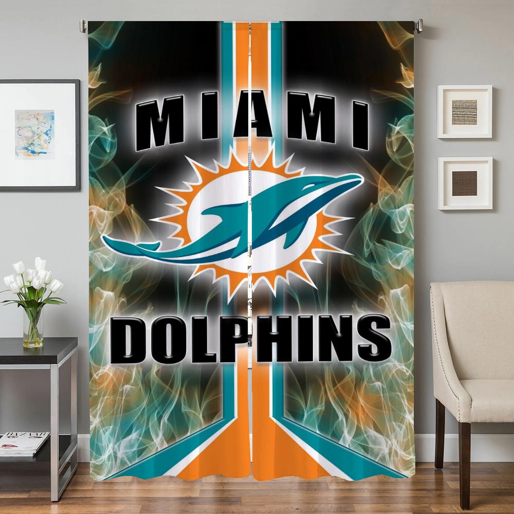 Window Kitchen Curtains For Living Room 2 Pieces Blackout Curtains Door Curtain Miami D-Dolphins Partition Bedroom Decoration