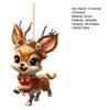 Christmas Elk Ornament Flat Acrylic Hanging Decoration Cartoon Deer Festive Pendant for Christmas Tree Car Interior Rearview Mirror Decor