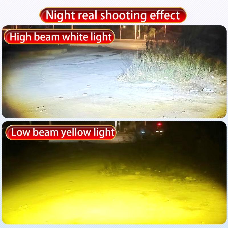 1/2 шт., 4 линзы, двойной цвет, прожекторы для мотоциклов, светодиодные фары, четыре глаза, дальний и ближний свет, водонепроницаемая внешняя противотуманная фара 12 В