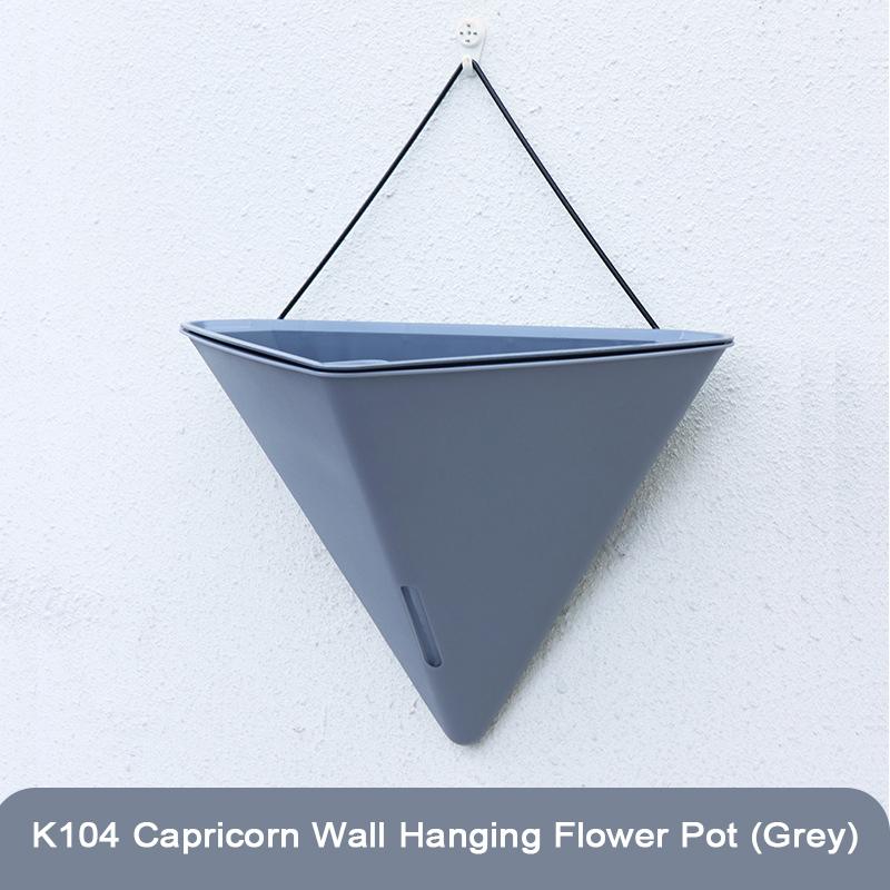 Fashion Triangular Wall Mounted Flower Pots Self Watering Hanging Basin for Plants Lazy Flowerpot Office Home Garden Accessories