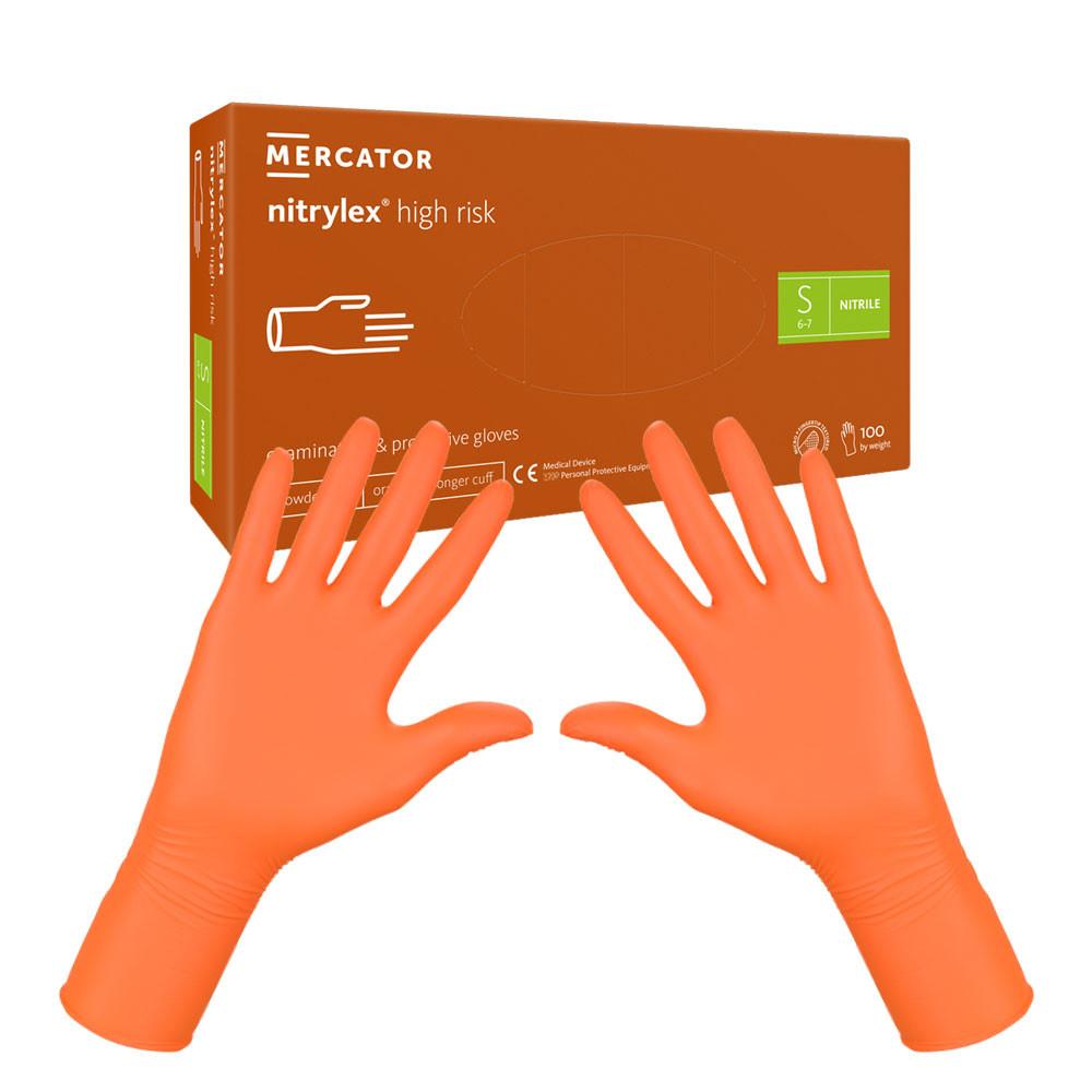 Mercator Nitrylex High Risk Nitrile Gloves Orange 100 Pcs
