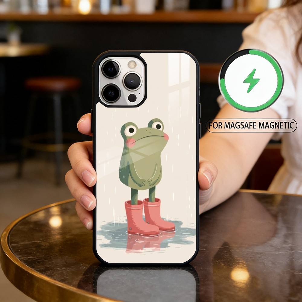 T-The F-Frog C-Cute Magnetic For Magsafe Wireless Charging Phone Case For iPhone17,16,15,14,13,12,11 Plus,Pro Max