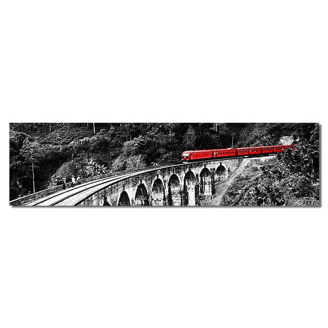 Природный пейзаж, городской пейзаж, черный, красный, поезд, холст, картина, настенные художественные фотографии, постеры и принты для гостиной, спальни, домашний декор, без рамки