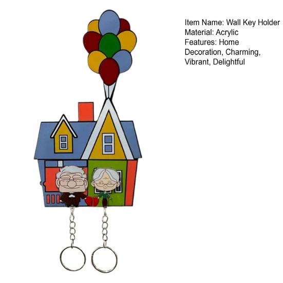 Держатель ключей для пар, акриловый настенный держатель ключей, мультяшный дедушка, бабушка, парный брелок-органайзер для домашнего настенного декора