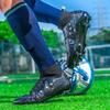 33-46 Men's High-top Football Boots Large Size Long Nails Leather Boys Soccer Shoes Nailing Anti -slip Football Boots