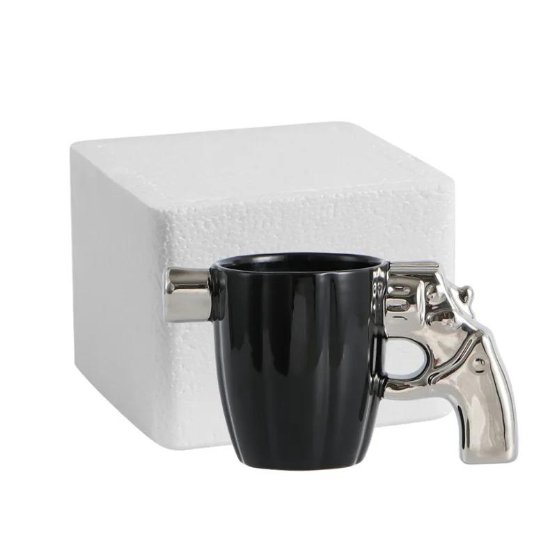 350ml Novelty Mug Revolver Handle Mug Coffee Cup Ceramic Personalized Decorations for Coffee Tea Milk 3D Mold Non-slip Glaze Cup