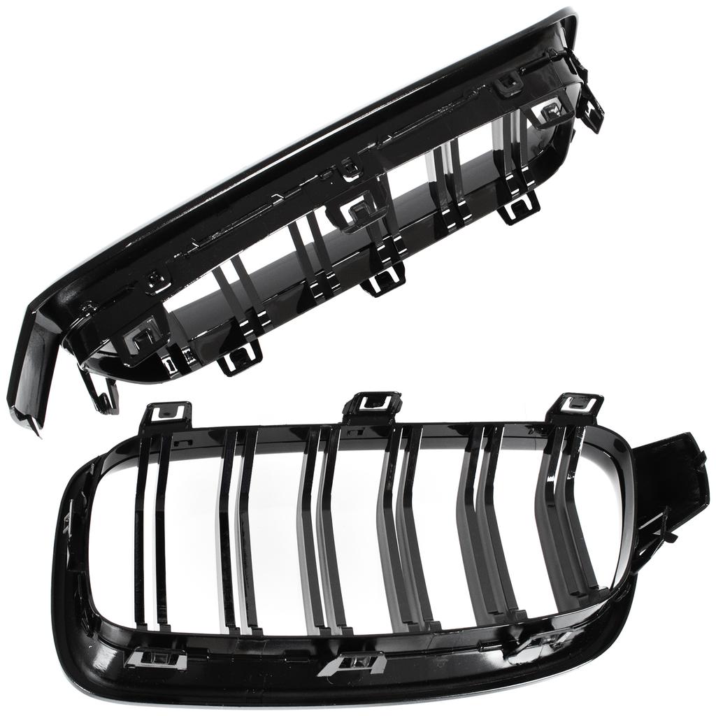 BMW 3 F30 / F31 11-15 СЕДАН / УНИВЕРСАЛ решетки между фарами (почки) комплект левый + правый ЧЕРНЫЙ ГЛЯНЦЕВЫЙ ДВОЙНАЯ ПЕРЕДНЯЯ РЕШЕТКА