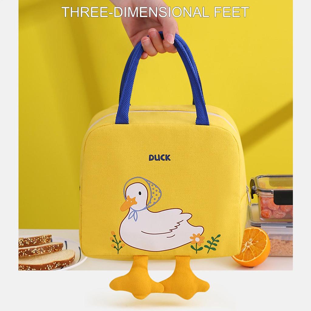 Duck Lunch Bag Large Capacity Thermal Insulated Bag Portable Food Storage Pouch Reusable Waterproof Cooler Tote For Student Meal